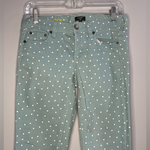 J. Crew Matchstick Mint Polka Dot Pant Sz 26 - Picture 2 of 7